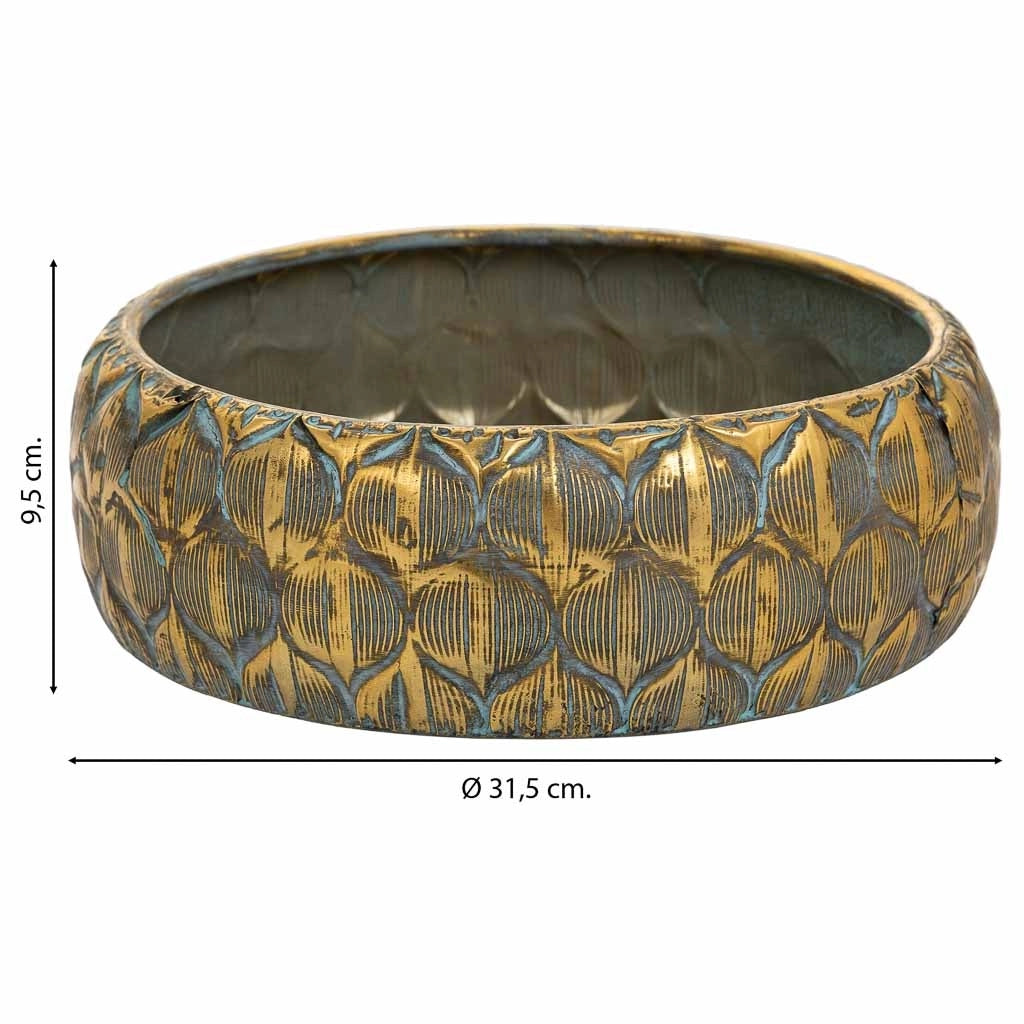 Fioriera in metallo dorato 31,5x31,5x9,5h
