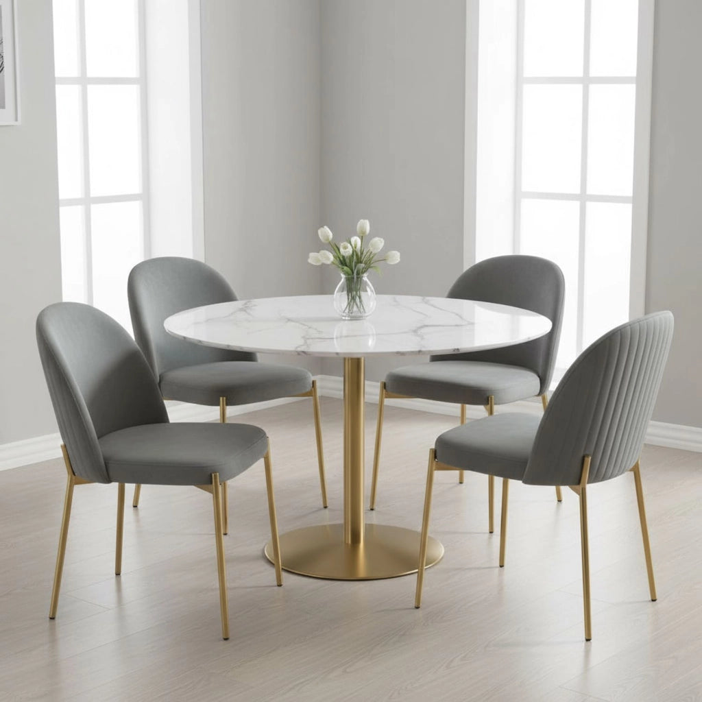 Sedia in Velluto con Gambe Oro Chiara Sedie in Metallo Dorato Poltroncina con Seduta Imbotti 1 SEDIA CHIARA GRIGIO / ORO