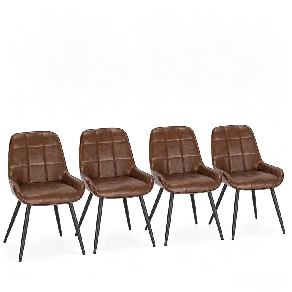 Set di 4 sedie da pranzo marroni in similpelle