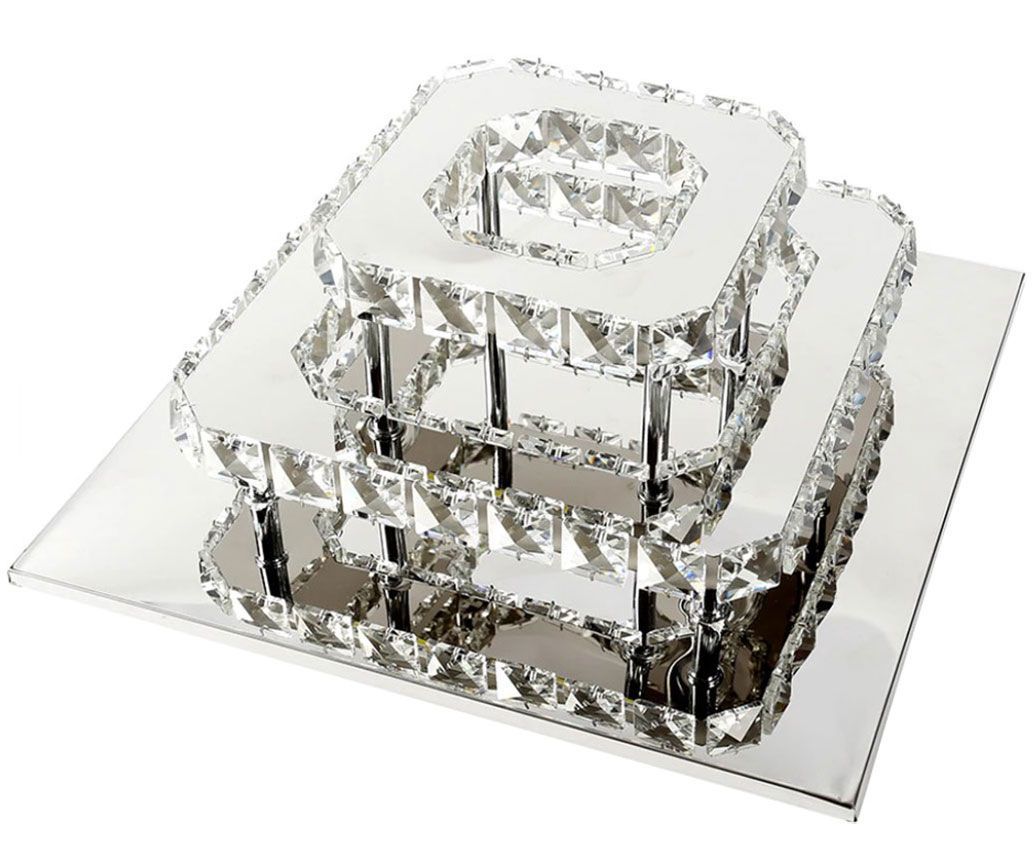 Lampada Da Soffitto Cristallo Plafoniere Led 24w Quadrato App410-c