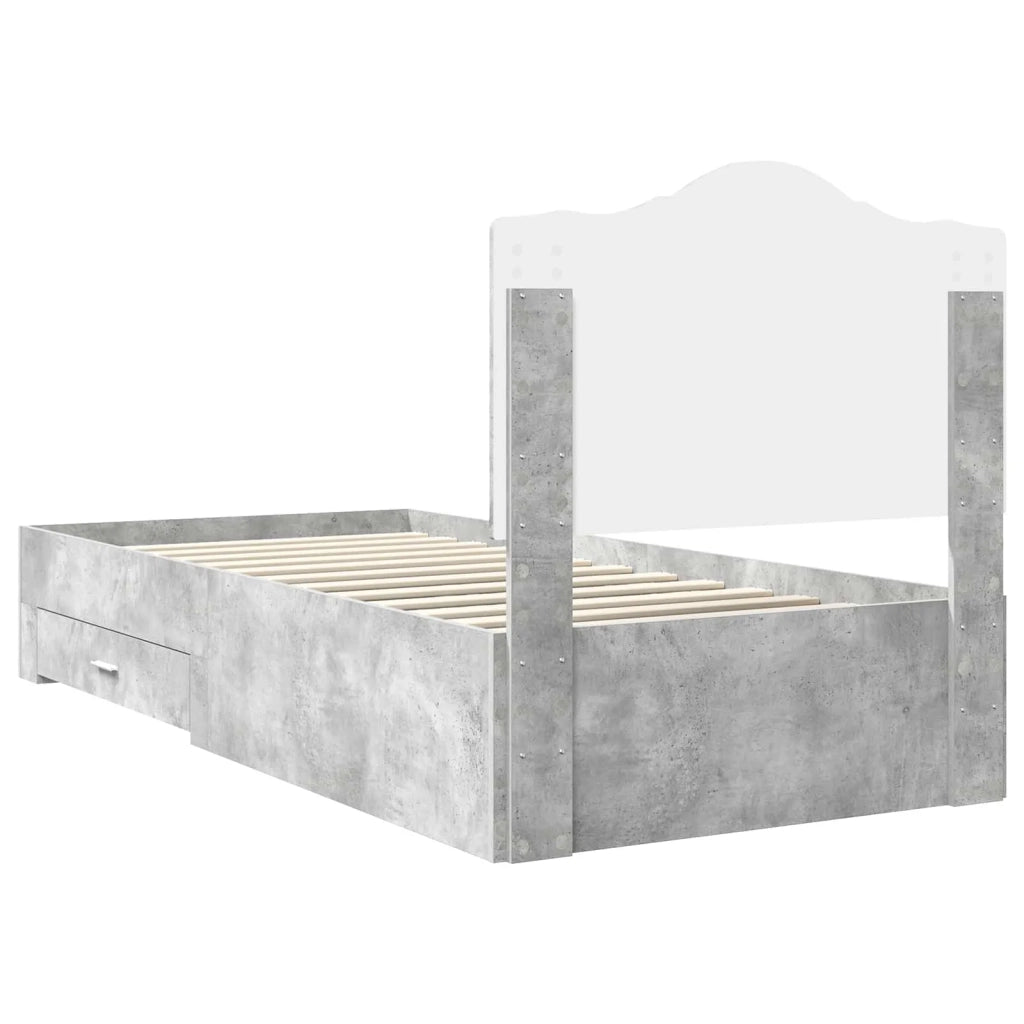Struttura del letto con testiera-Giroletto con Testiera Grigio cemento 90 x 190 cm 782657
