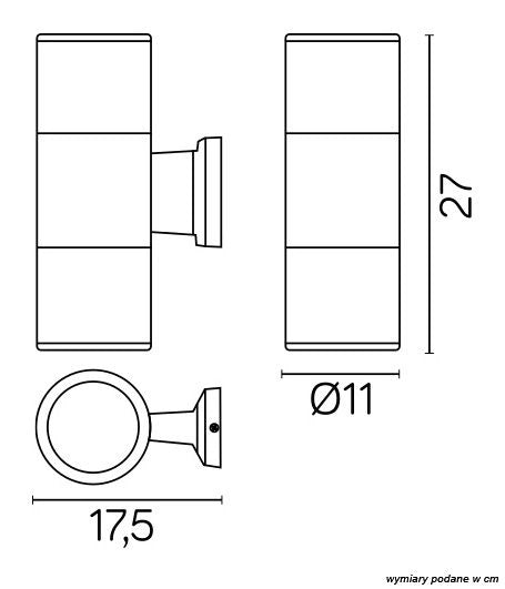 Applique esterna su/giù Ø11cm 2xE27 nera IP54 SU-MA 7001