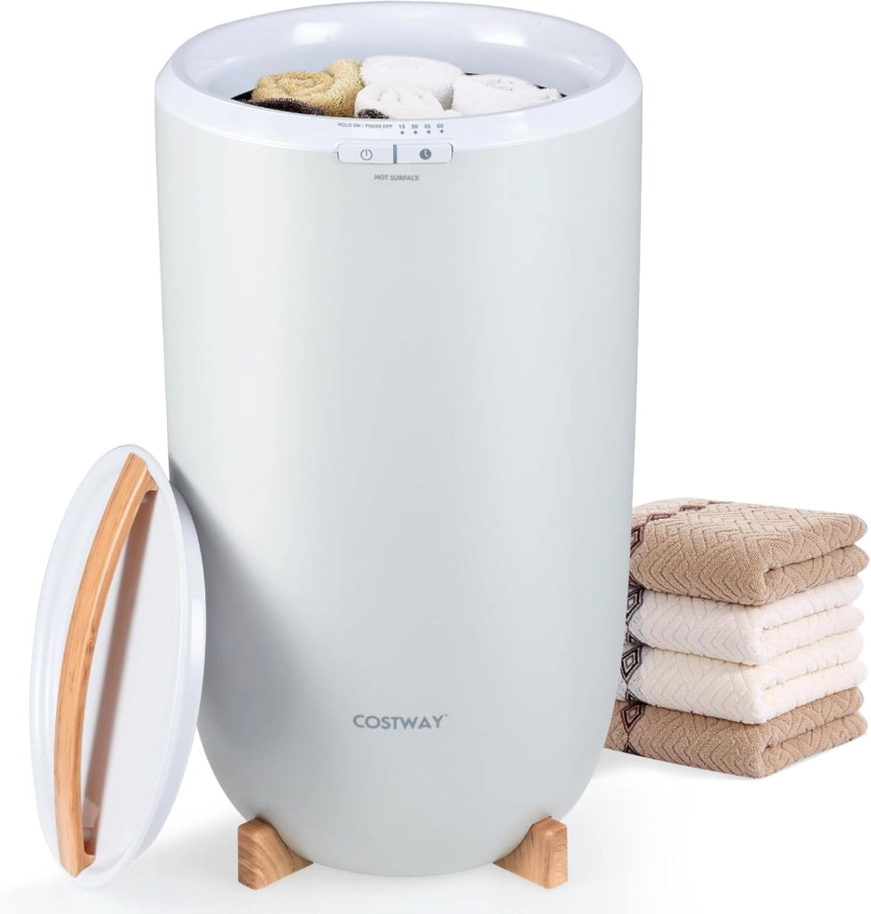 COSTWAY Scaldasalviette Bagno, Scaldabiancheria Grande 20 L con Timer, Spegnimento Automatico, Impostazioni 15/30/45/60 Minuti, Secchio Portatile per Scaldare 2 Asciugamani Oversize, Accappatoi