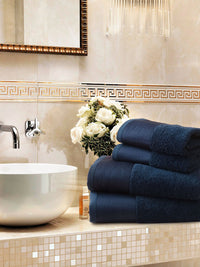 Set Spugna Asciugamani Viso + Ospite con Balza in Raso Garrini Hope Positano