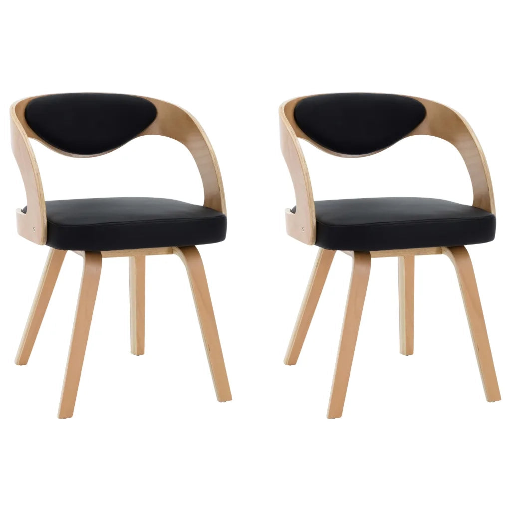 Sedie da Pranzo 2 pz Nere in Legno Piegato e Similpelle cod mxl 24649