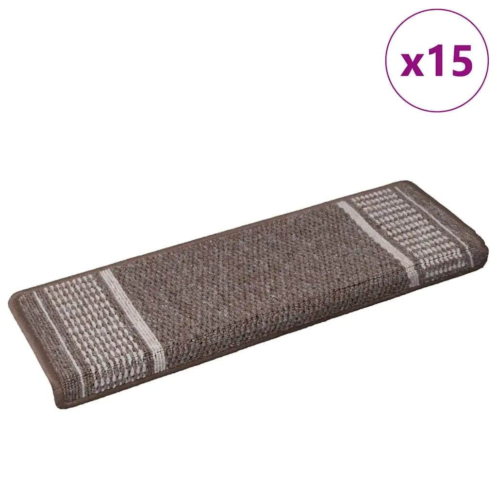 Tappetini per scale autoadesivi 15 pcs Marrone 65 x 21 x 4 cm 42011456