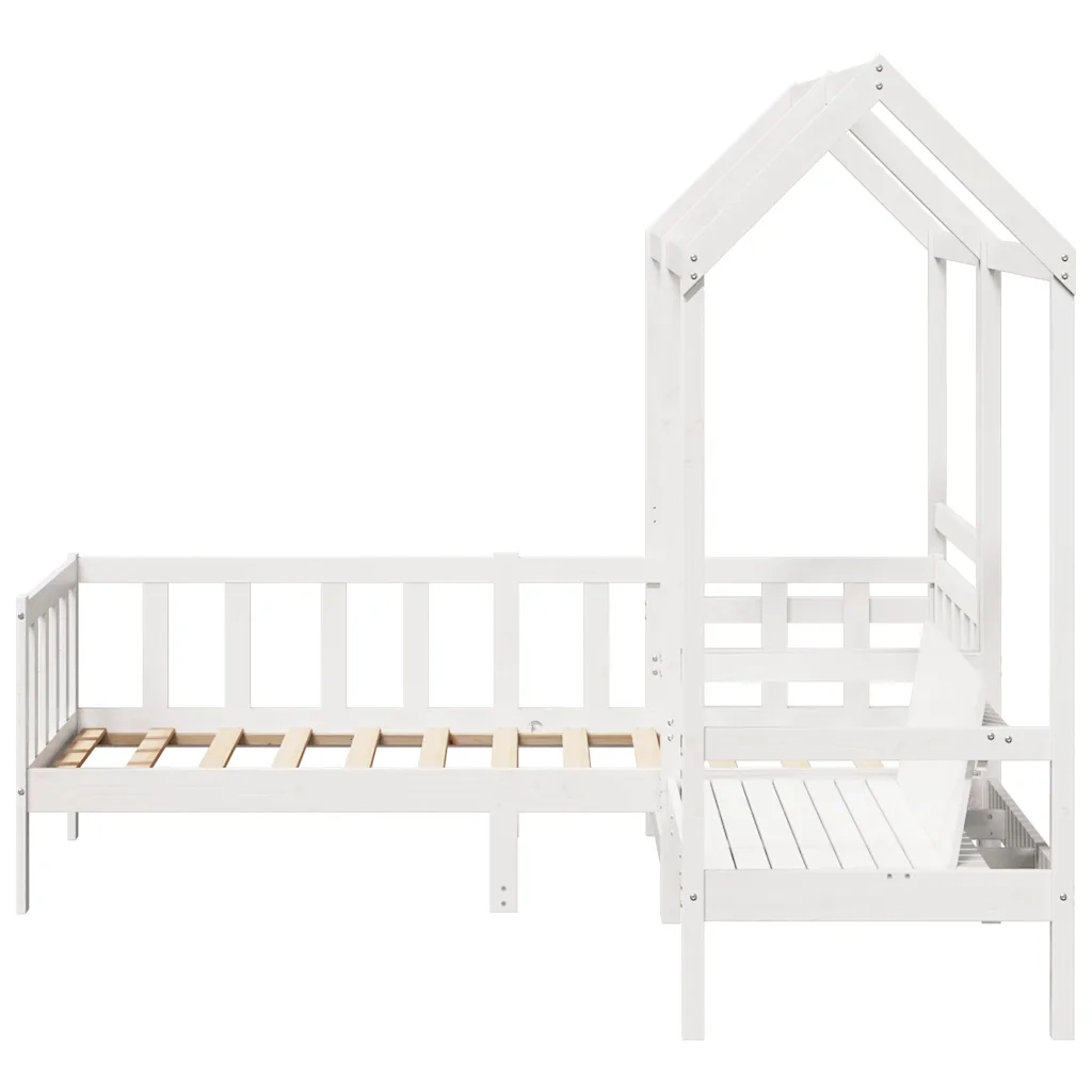 Set Dormeuse e Panca con Tetto Bianco 80x200cm Massello Pino 3282219