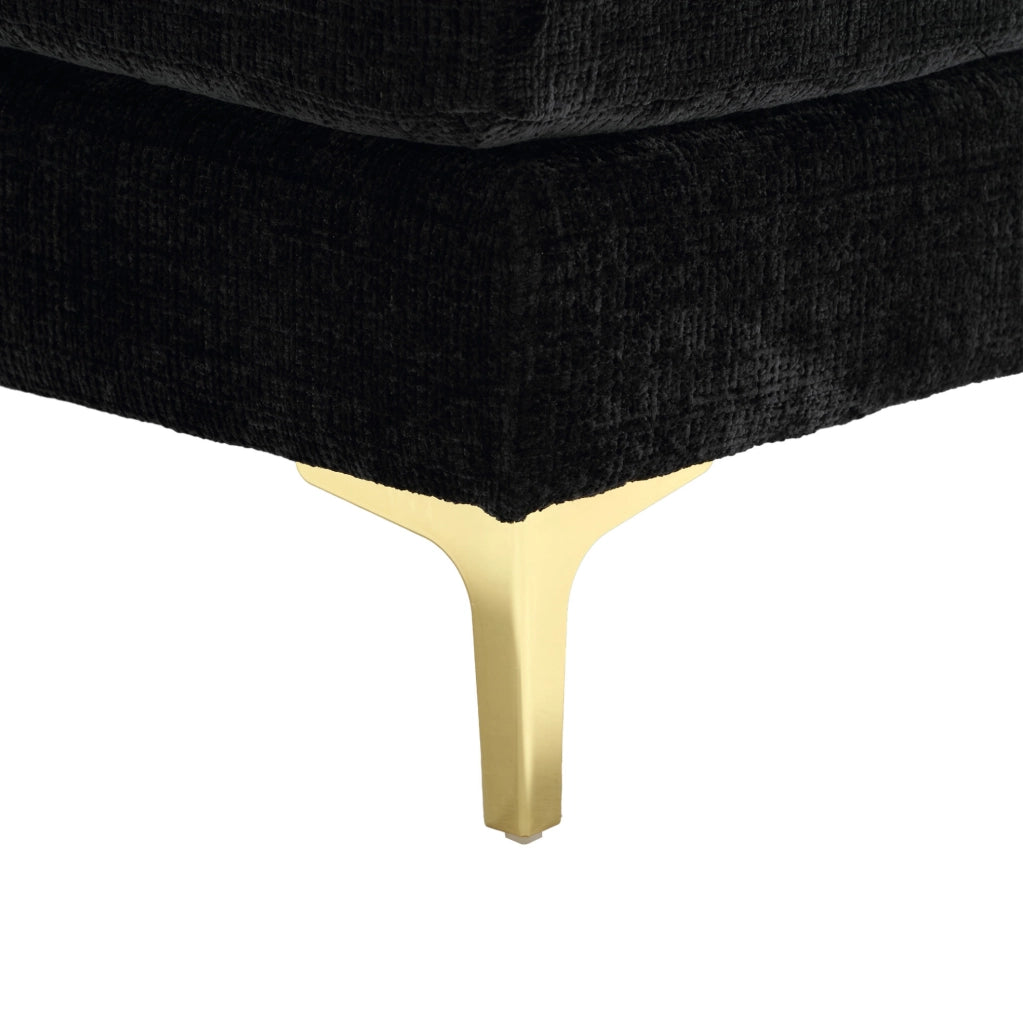 Divano a U 272x136x88 cm con due chaise longue in chenille nero