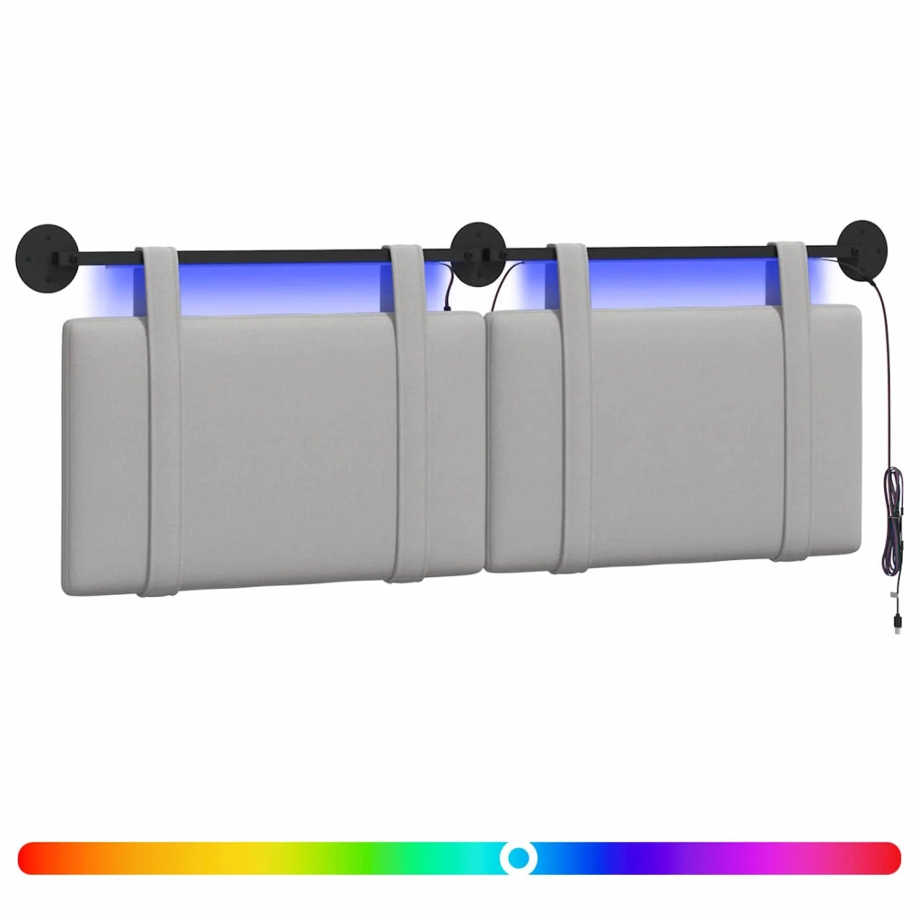 Testiera | Testata sospesa Con luce LED Grigio Nuvola Tessuto