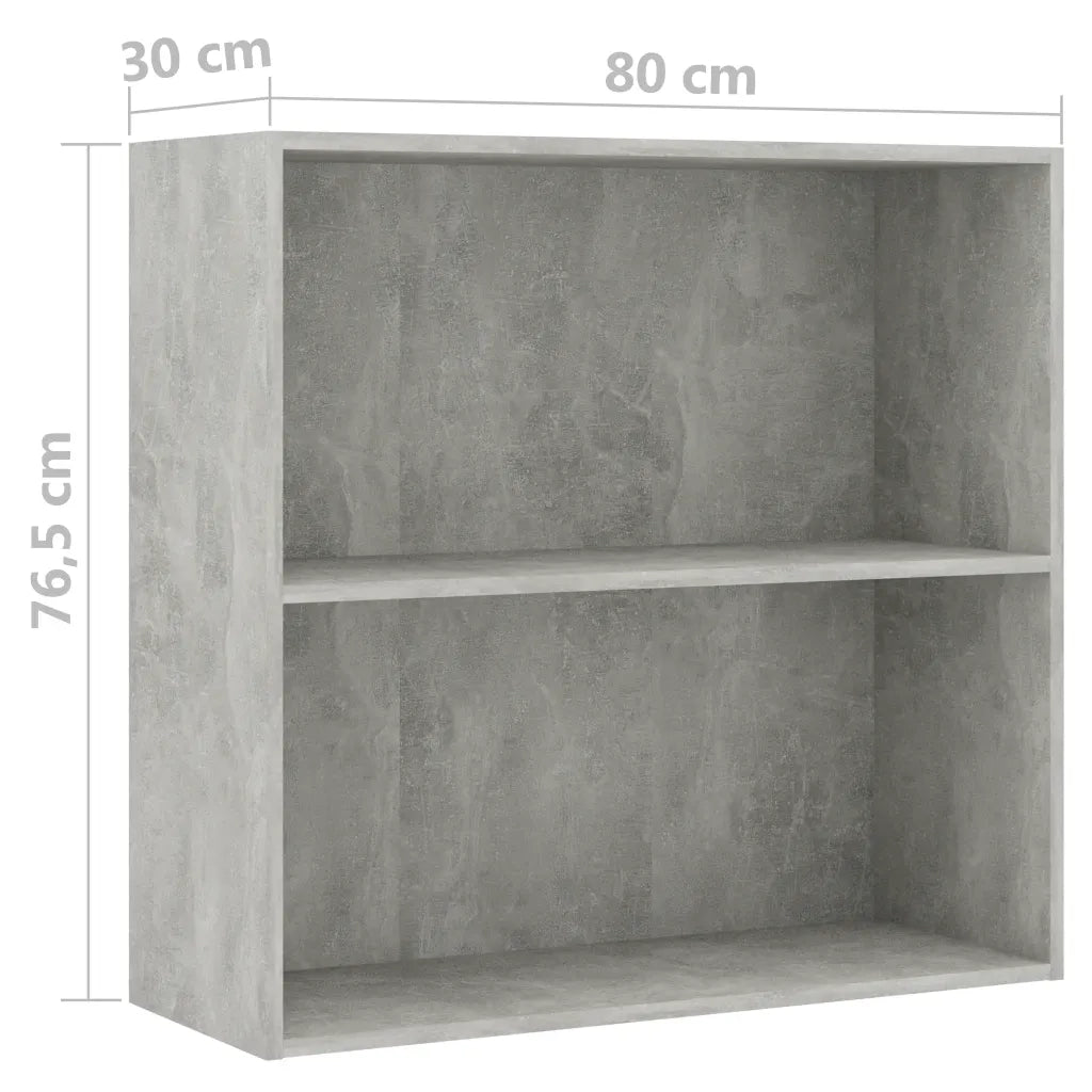 Libreria 2 Ripiani Grigio Cemento 80x30x76,5 Legno Multistrato 801003