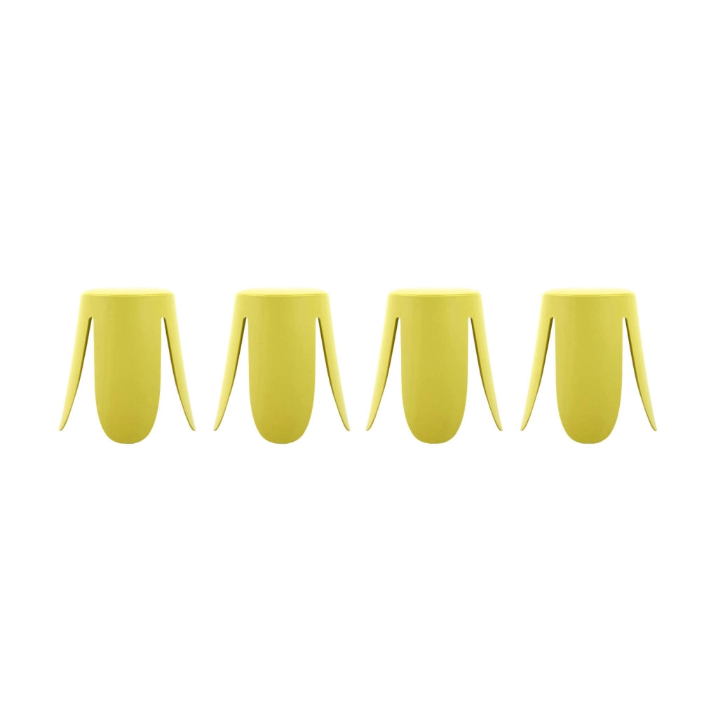Set 4 sgabelli impilabili in ecopelle, giallo