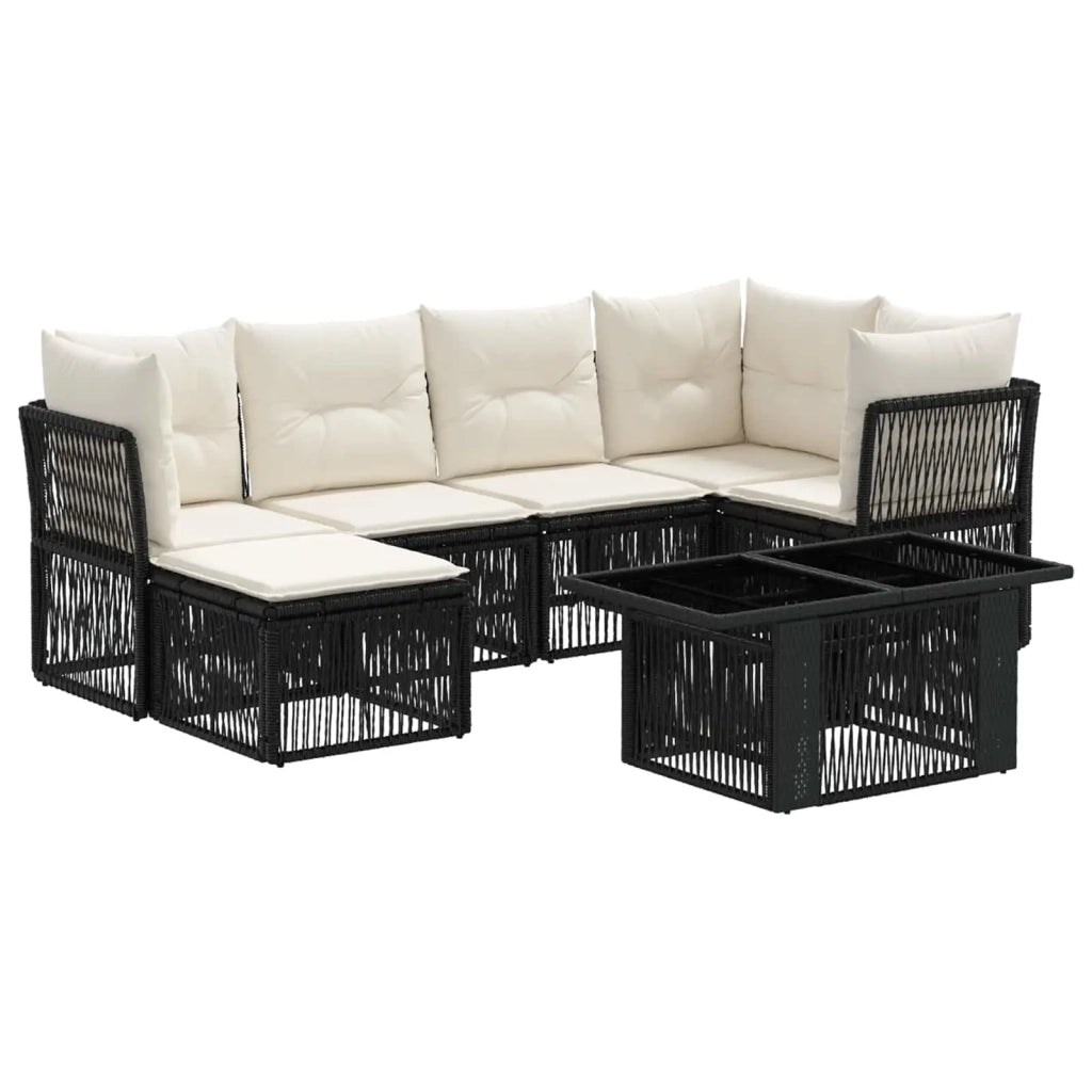 Set Divano da Giardino 7 pz Nero polyrattan 3436501