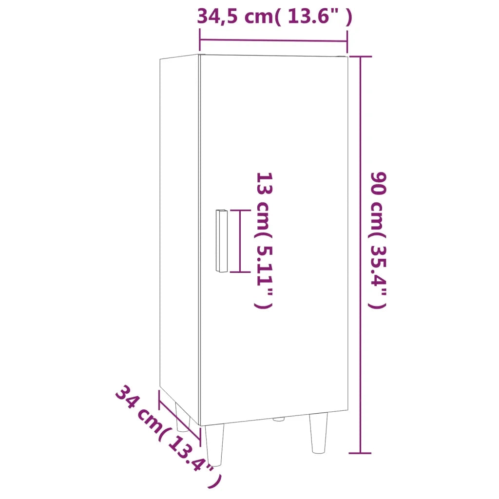 Credenza Rovere Marrone 34,5x34x90 cm in Legno Multistrato 817404