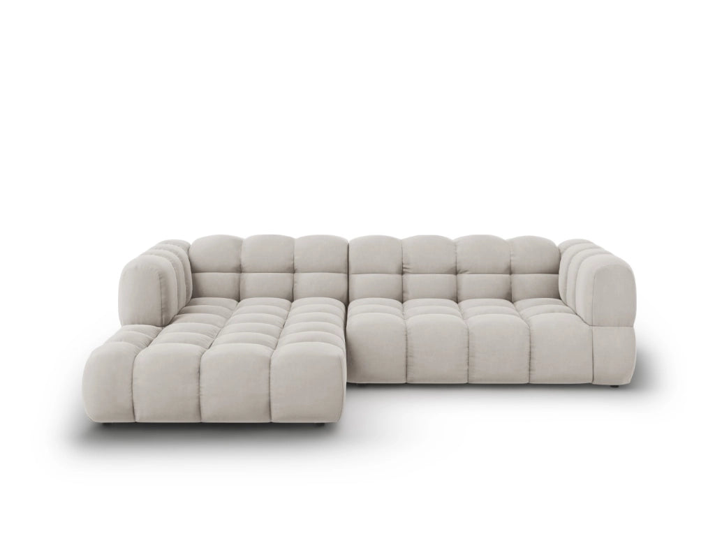 Cosmopolitan Design - Divano angolare modulare sinistro "Sky" 4 posti in velluto beige chiaro 