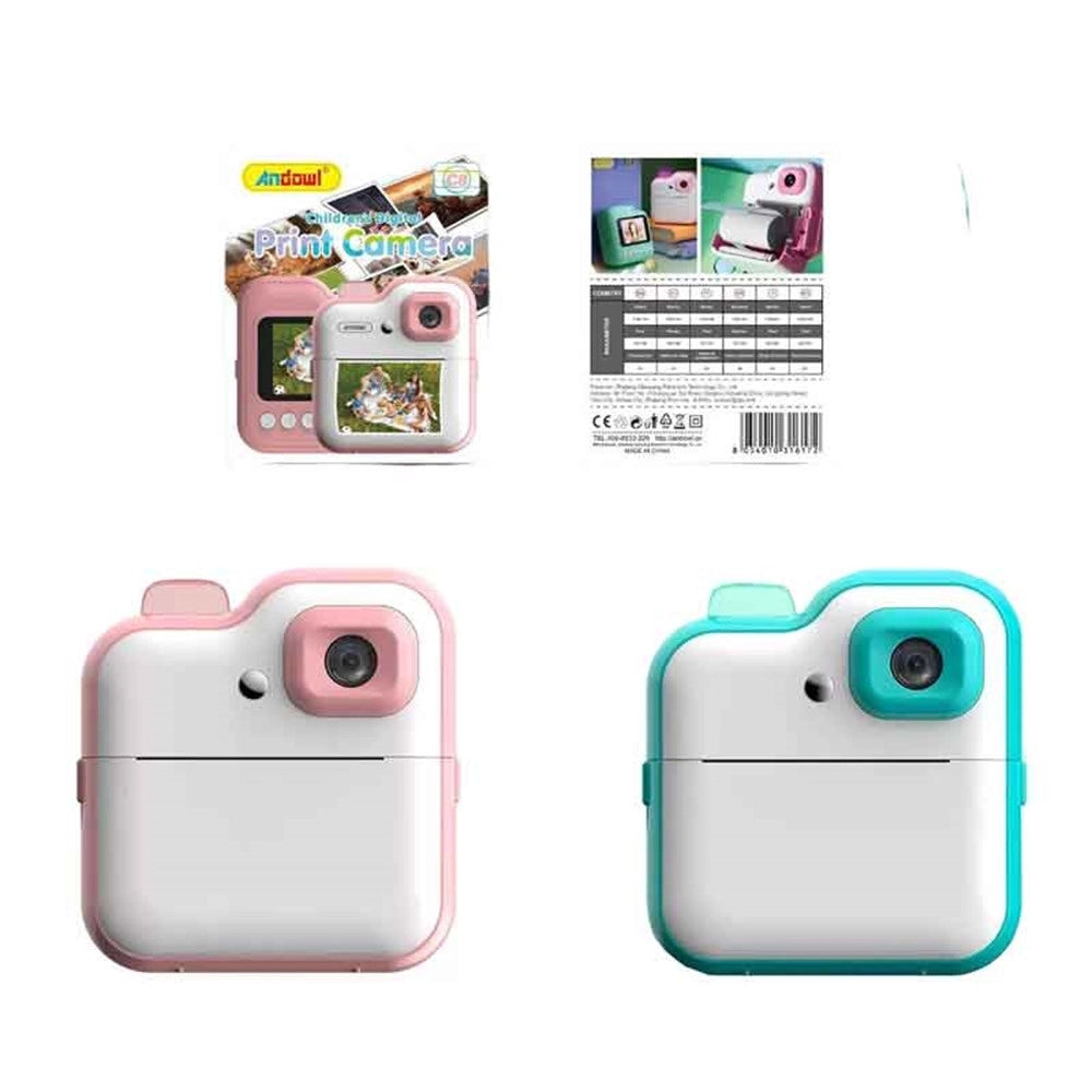 Trade Shop - Fotocamera Digitale Con Stampa Istantanea Per Bambini Con Schermo Ips 2,4″ Zoom Ottico C8 -