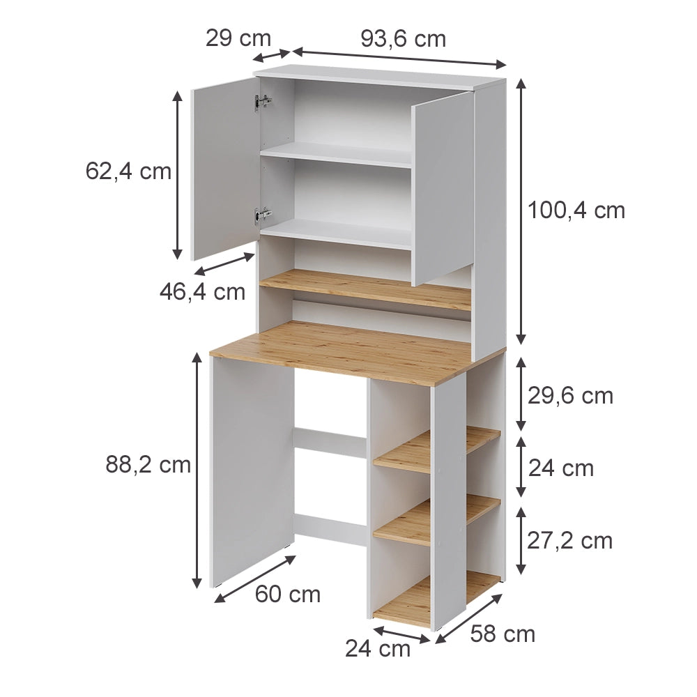 Mobile per lavatrice Viktor Bianco/Rovere artigianale 93.6 x 88.2 cm 2 parti con ripiano Vicco