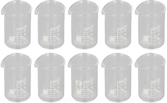 Set di misura graduata in vetro borosilicato - 10 pezzi - 10/25/50/150/250ml