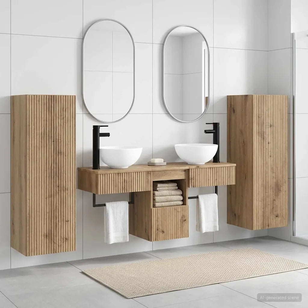 Set di mobili per il bagno 5 pz Rovere Artigianale 3405972
