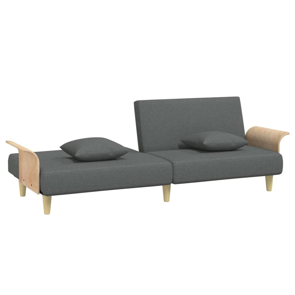 Divano letto con braccioli 224 x 89 x 70 cm tessuto grigio scuro 02_0019251