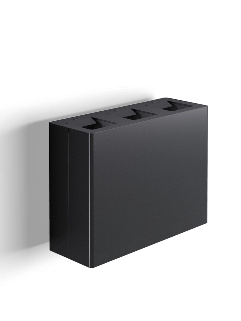 Pattumiera a Muro a 3 Scomparti Totale 60 L 76x28x56 cm con Contenitori Interni in Acciaio Verniciato Nero