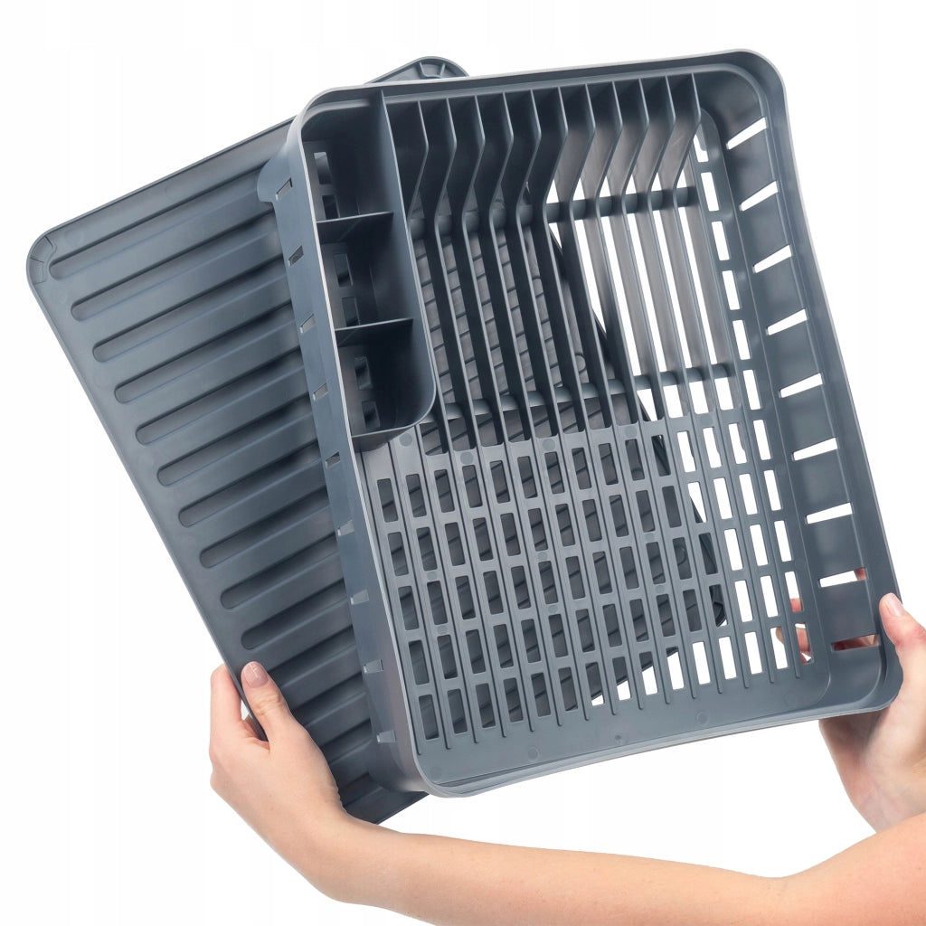 Scolapiatti a un livello KADAX con portaposate, grigio scuro
