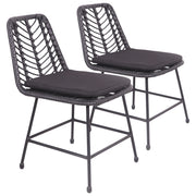 Set di 2 sedie in rattan sintetico nero con cuscini OKA