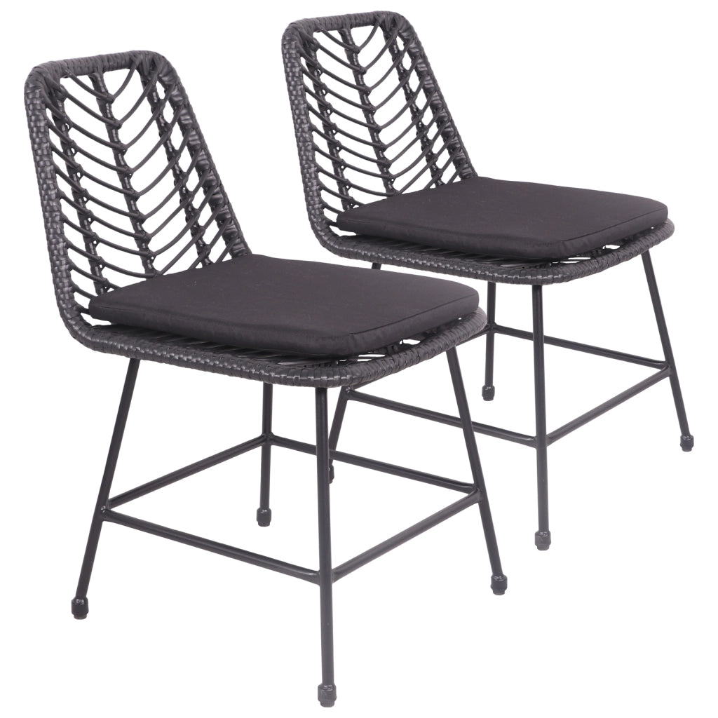 Set di 2 sedie in rattan sintetico nero con cuscini OKA
