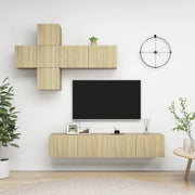 Set di Mobili Porta TV 7 pz-Set di 7 Credenza per TV Rovere Sonoma in Legno Multistrato 494973