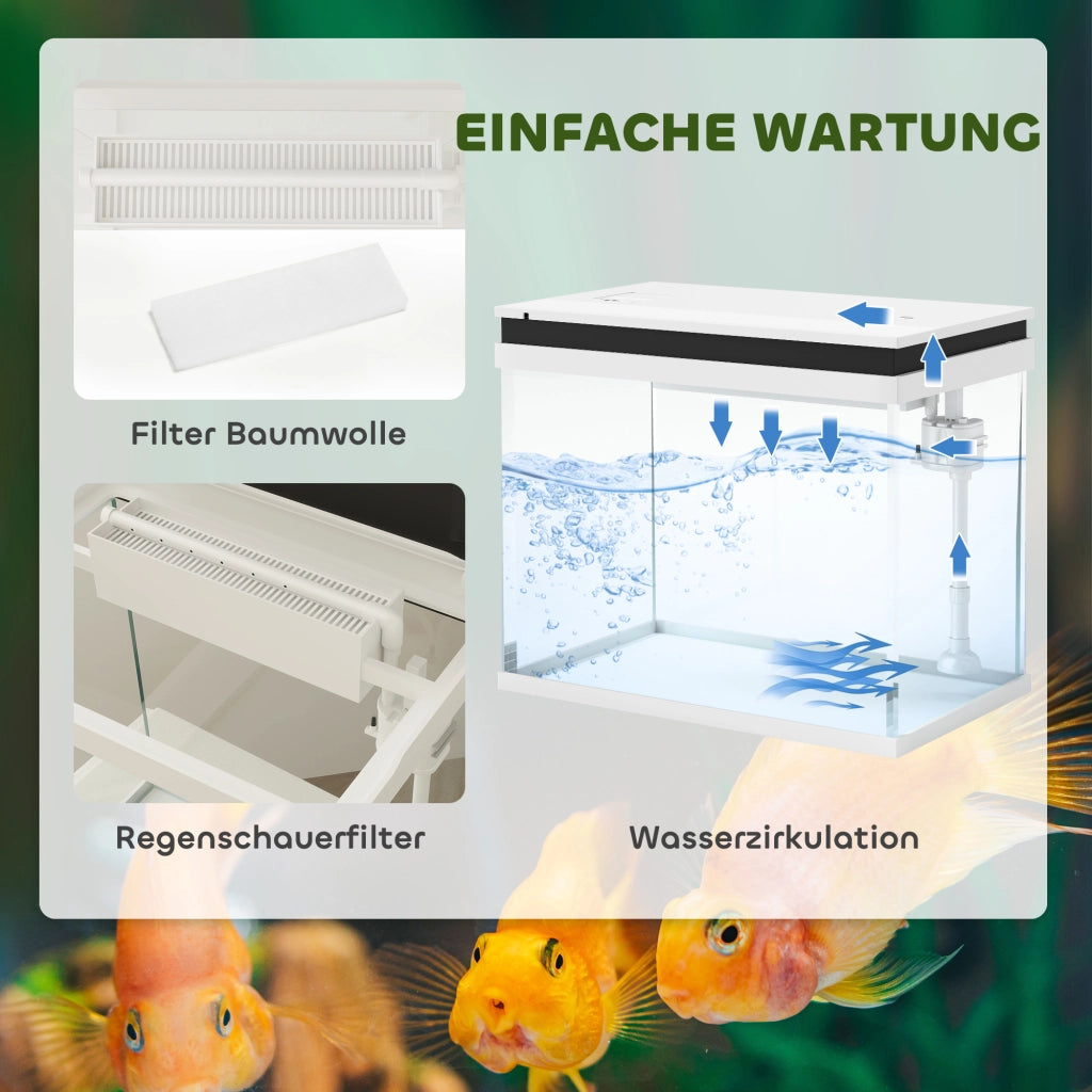 Acquario in vetro 41L ¨C Xylo ¨C con filtro, LED, pompa, bianco