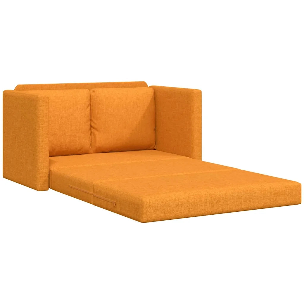 Divano Letto da Terra 2 in 1 Giallo Scuro 112x174x55 cm Tessuto
