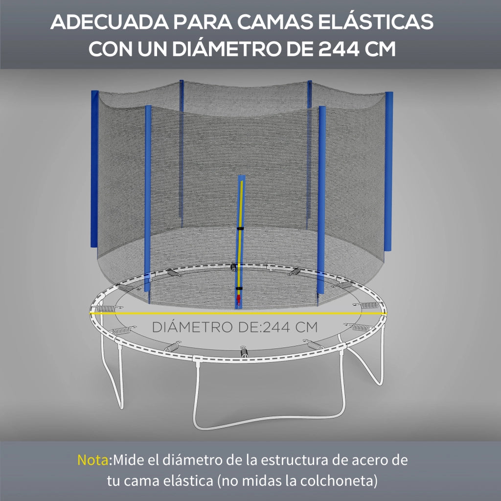 Trampolino Giardino Esterno Rotondo con Rete Anti-UV e Porta a Zip ¨C Zephmum ¨C ?244 cm Blu