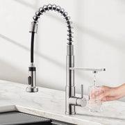 Kraan 3 vie spiralettrice per cucina, rubinetto per acqua potabile cucina con rubinetto da doccia esterno, rubinetto cucina, miscelatore rubinetto per vasca cucina per installazione osmose e filtro acqua, in acciaio inox lucidato