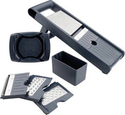 Mandolina multifunzionale regolabile 35 x 12 x 425 cm 4 diverse lame e diverse spessore con protezione contro il taglio Linea EasyPrepare blu argento - insieme di accessori da cucina