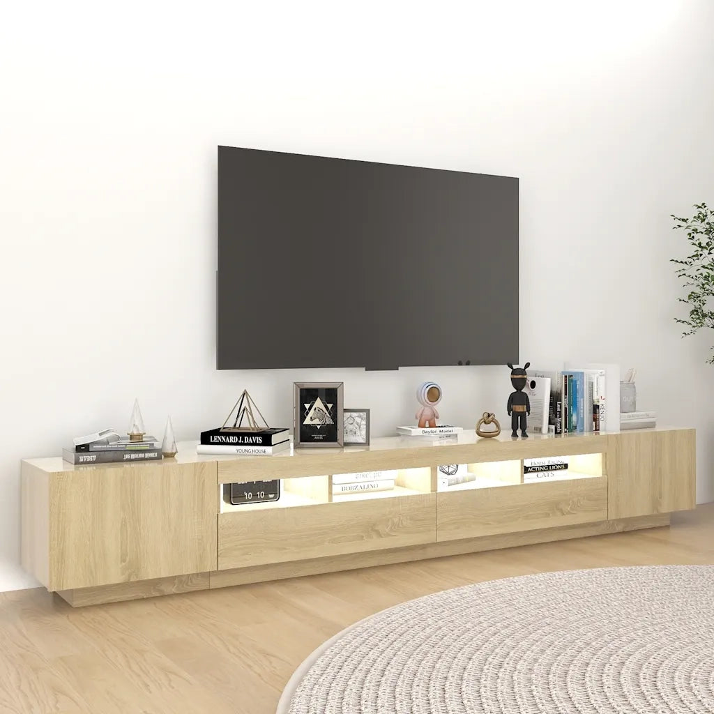 Mobile Porta TV con Luci LED Rovere Sonoma 260x35x40 cm cod mxl 13533