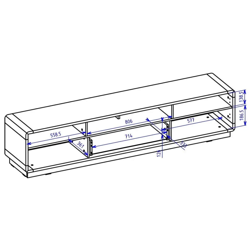 Mobile TV 200cm collezione VILLA. Colore rovere e nero opaco. LED integrato.