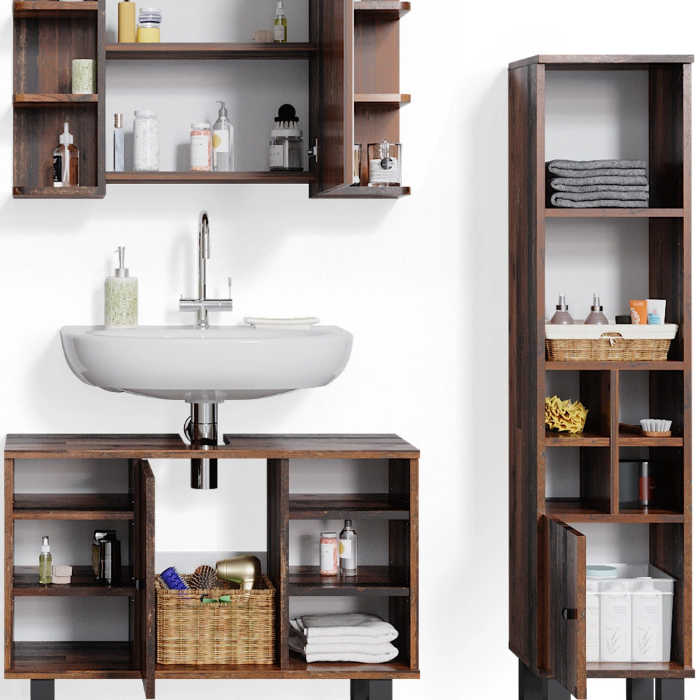 Vicco Set mobili bagno Rovere rustico 3 parti