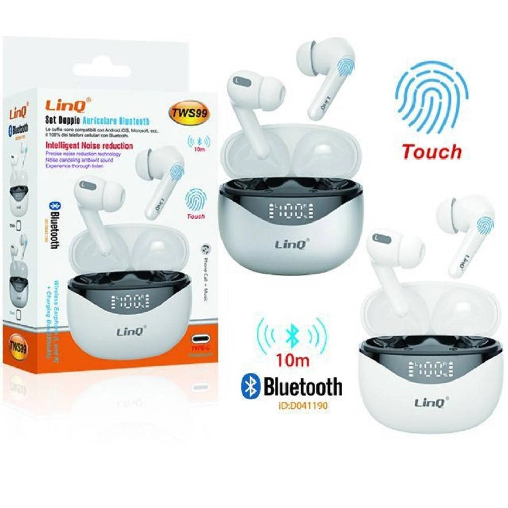 Trade Shop - Set Doppio Auricolare Cuffie Bluetooth Touch Con Box Di Ricarica Display Tws99 -