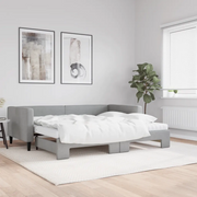 Divano Letto Estraibile Materassi Grigio Chiaro 90x200 Tessuto 3196596