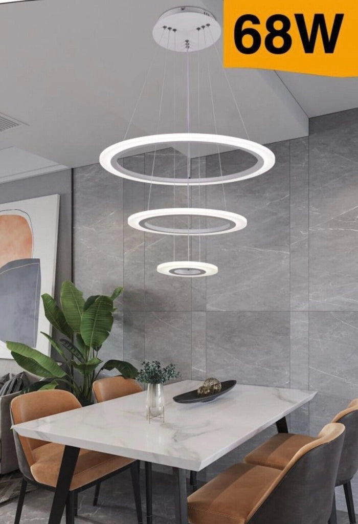 Lampadario Moderno LED a Sospensione 3 cerchi Regolabile Telecomando dimmerabile