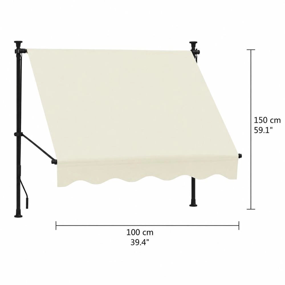 Retractable Awning, Cream, 100x150 Cm, Fabric And Steel