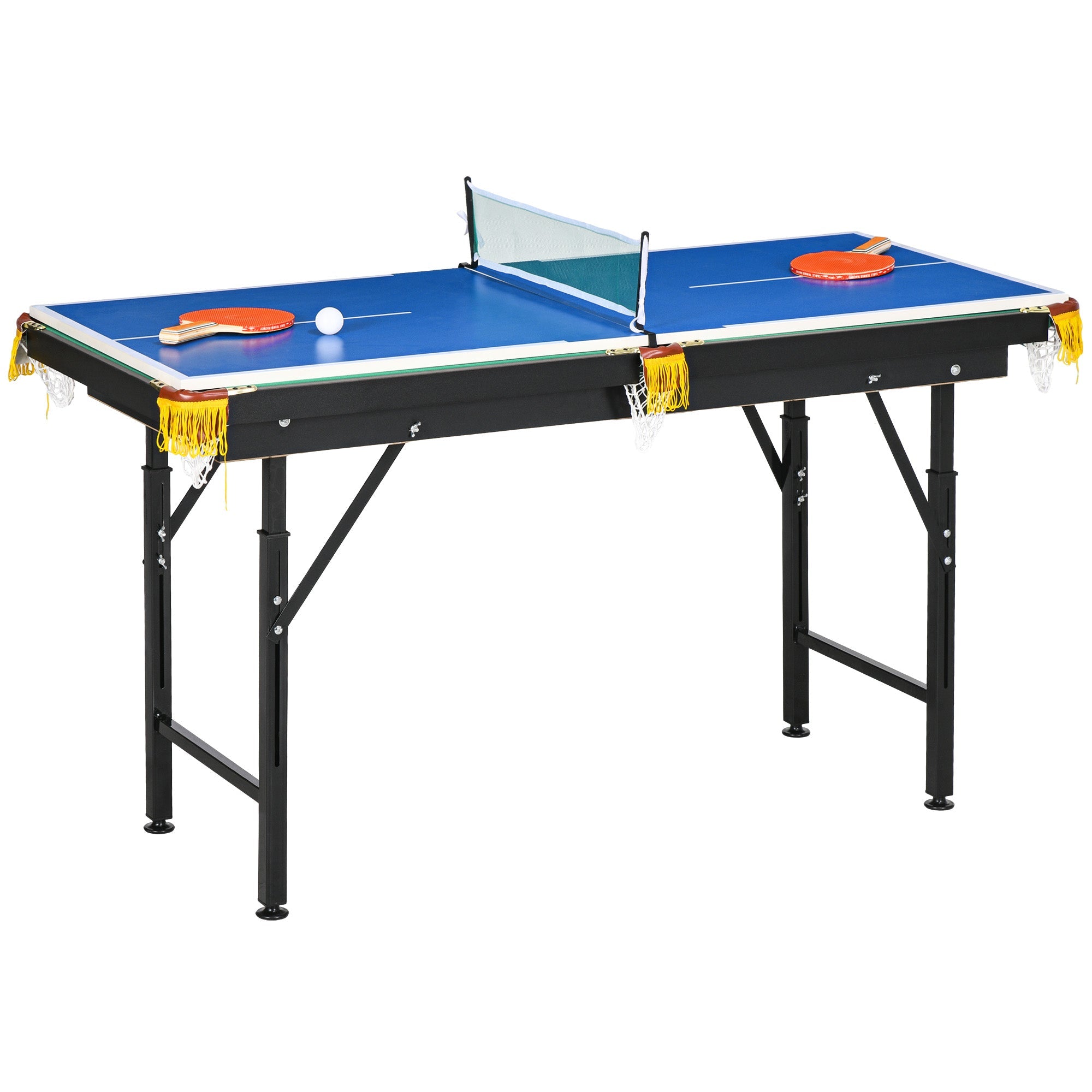 Tavolo Multi Gioco Pieghevole 2 in 1 per Biliardo e Ping Pong 140x63x60-80 cm con Accessori Inclusi