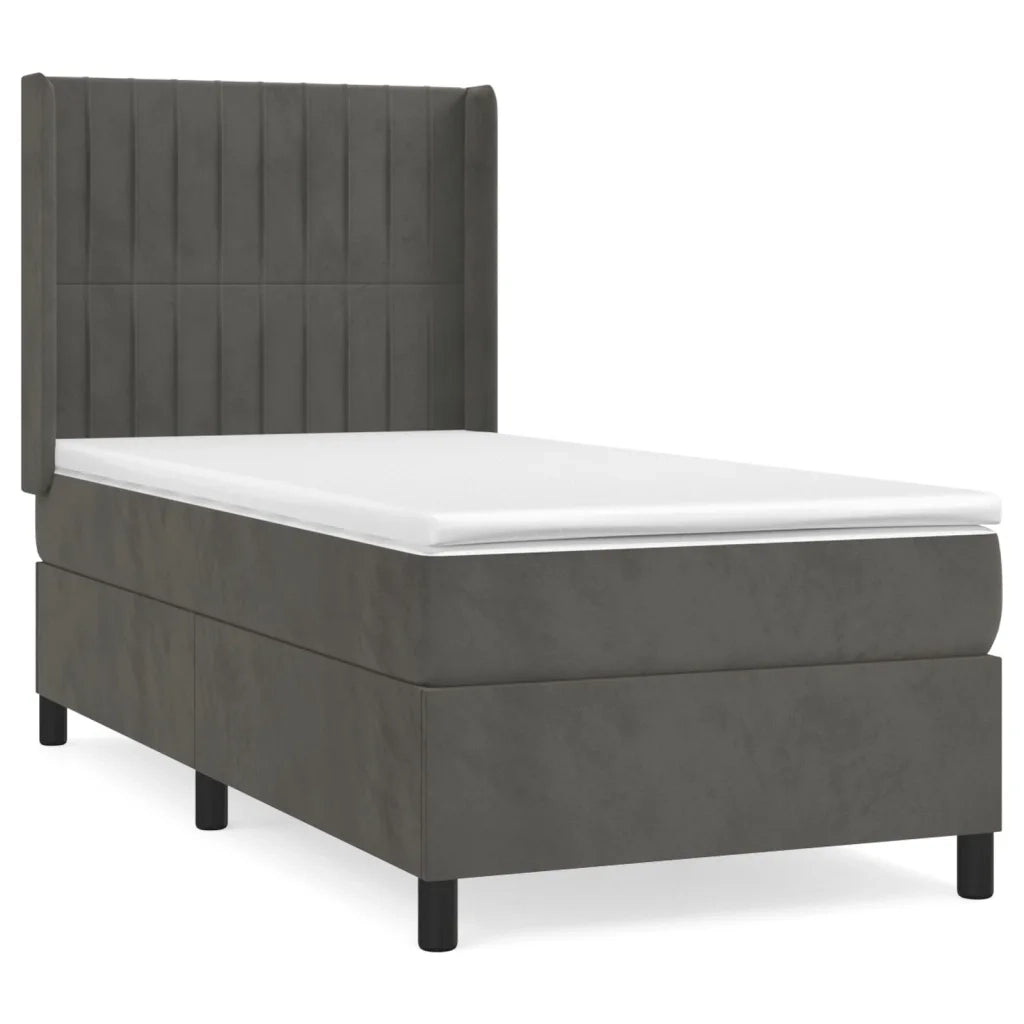 Giroletto a Molle con Materasso Grigio Scuro 90x200 cm Velluto 3132778
