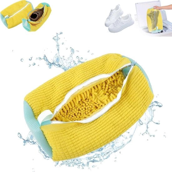 Sacco per scarpe riutilizzabile, sacco per scarpe a forma di api, senza perdita di colore, senza rimozione dei peli, sacco per scarpe per lavatrice e asciugatrice. (Giallo, 39 x 19 cm)