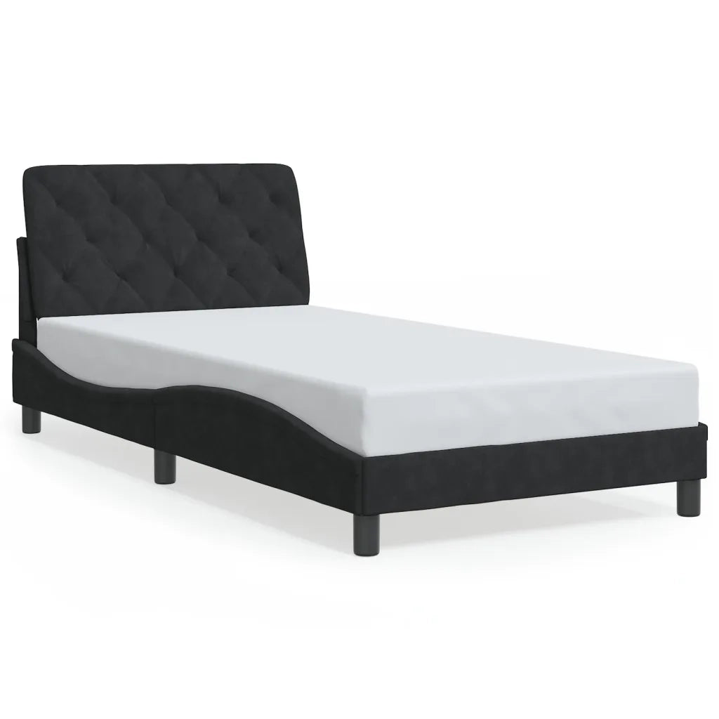Giroletto con LED senza Materasso-Struttura Letto Nero 100x200 cm in Velluto