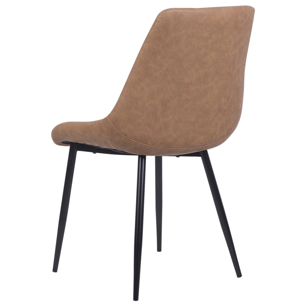 Set di 2 sedie da pranzo Cucina con rivestimento trapuntato in ecopelle marrone dorato