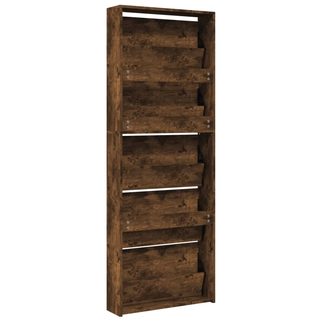 Scarpiera mobiletto portascarpe mobile ingresso/corridoio/soggiorno con specchio 5 ripiani 63 x 17 x 169,5 cm marrone 02_0021889