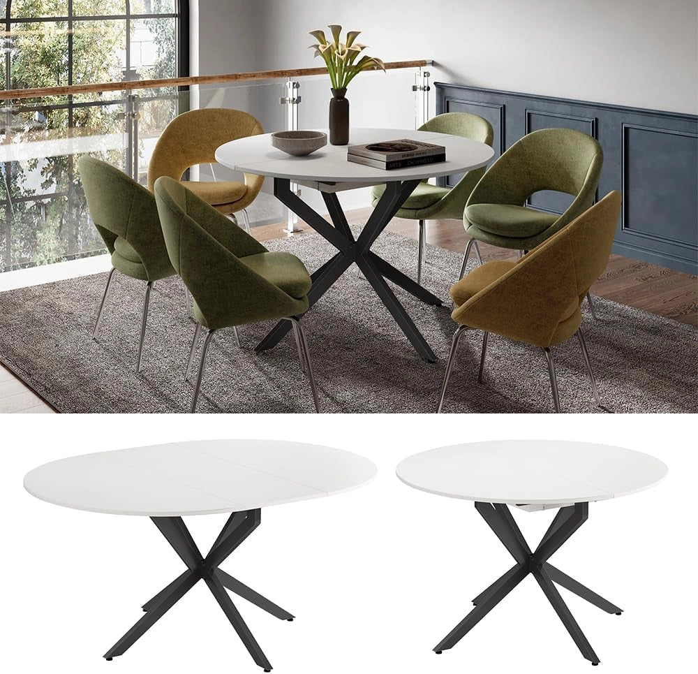 tavolo da pranzo allungabile Loyd, Bianco/nero, 120 x 76.5 cm Estensibile