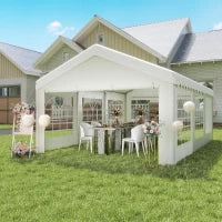 Tendone per Feste 6x4m con Pareti Rimovibili, Porte e 6 Finestre, Bianco
