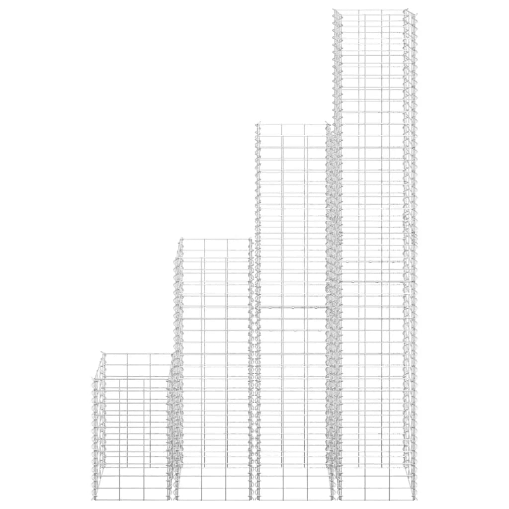 Gabbioni per aiuole rialzate set da 4 30 x 30 x 50/100/150/200 cm ferro argento 02_0039948