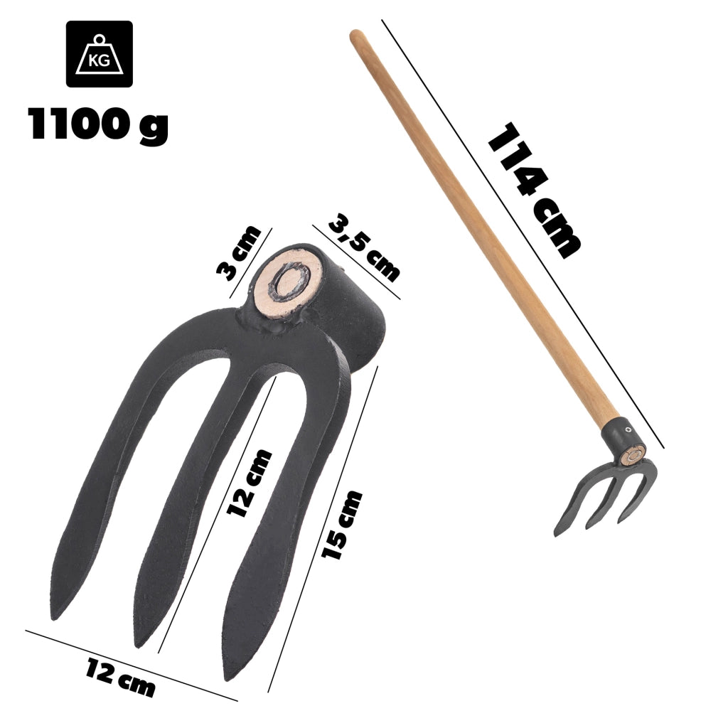 Zappa da giardino forgiata KADAX da 12 cm per diserbo con manico in acciaio di alta qualità